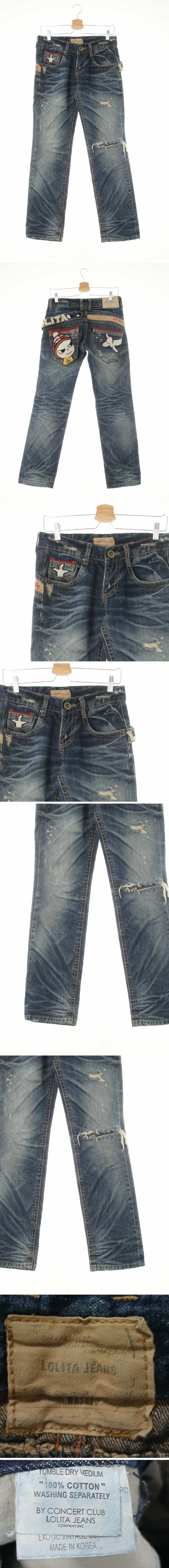 lolitajeans 백강아지패치데미지워싱진 lolitajeans 진청 데님 백강아지패치데미지워싱진