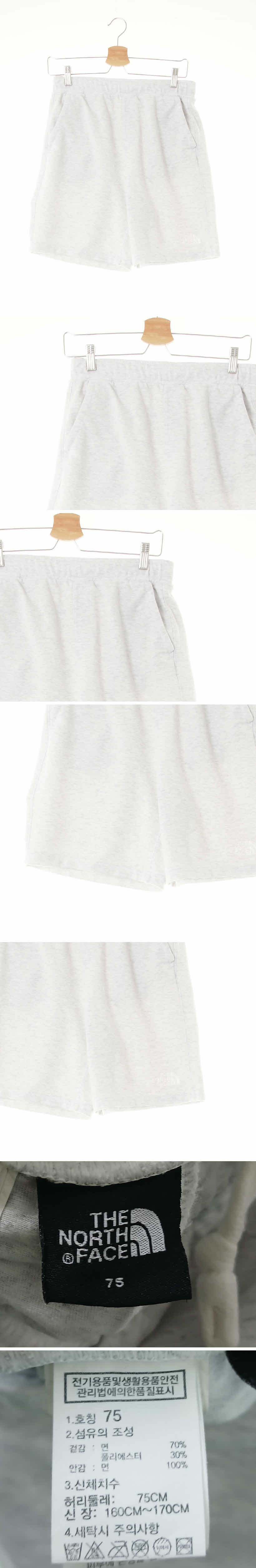 노스페이스 아이스멜란지그레이 면혼방 톤온톤하단로고트레이닝반바지