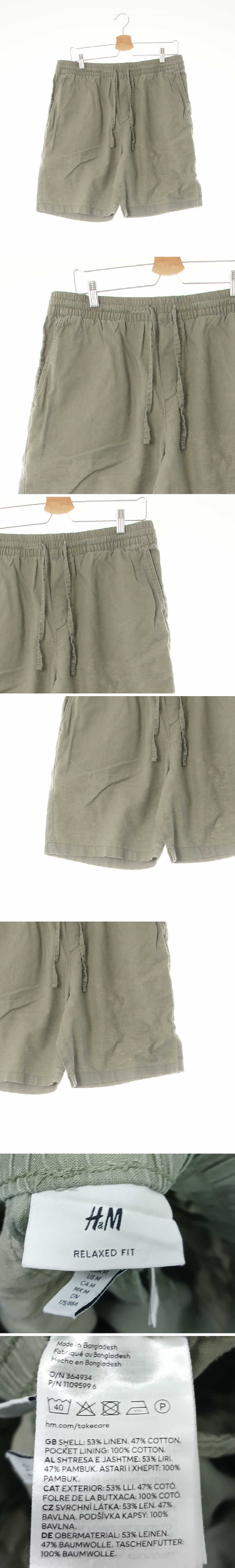 h&m 티그린 린넨혼방 워시드밴딩반바지
