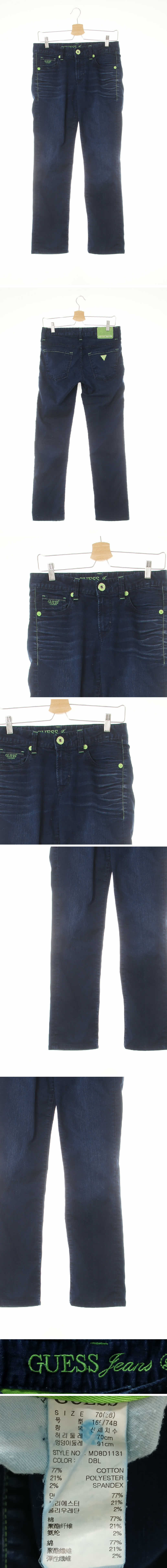 Guess 주름워싱형광버튼라이트진 Guess 진청 데님 주름워싱형광버튼라이트진