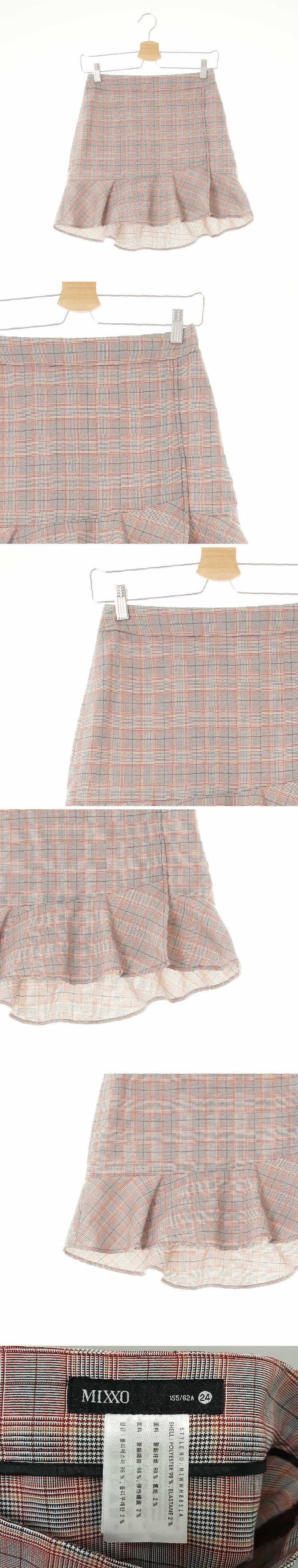 mixxo 슬릿티어드플레어미니스커트 mixxo 레드 체크 슬릿티어드플레어미니스커트
