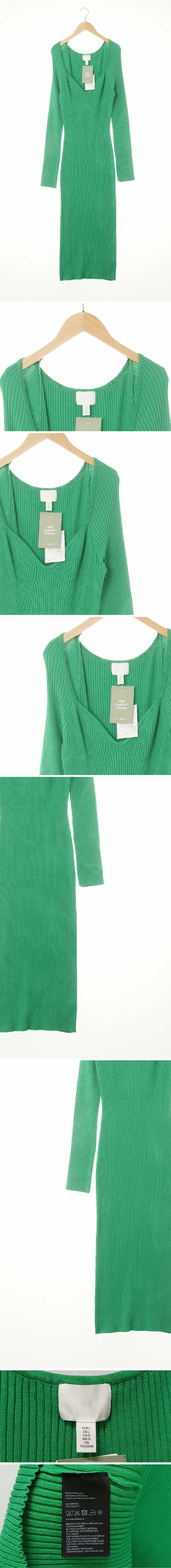 h&m 그린 슬림라인골지니트원피스