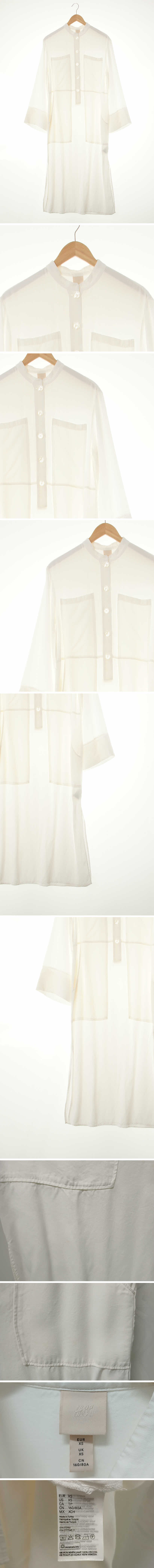 h&m 화이트 헨리넥블라우스형원피스
