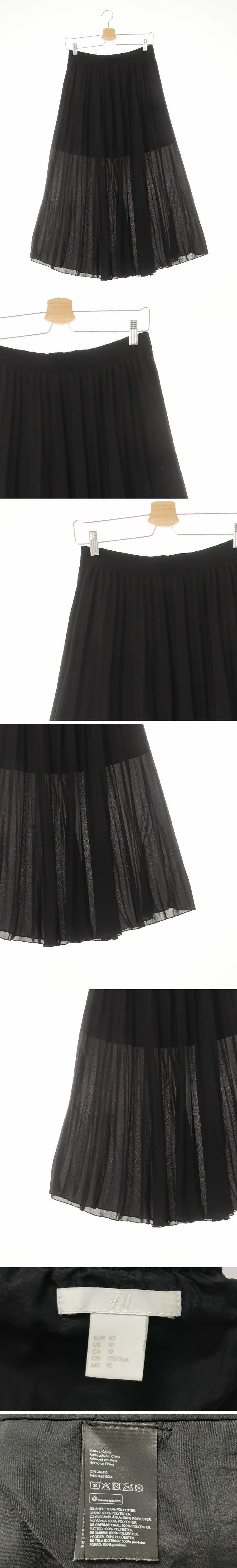 h&m 쉬폰플리츠롱스커트 h&m 블랙 쉬폰플리츠롱스커트