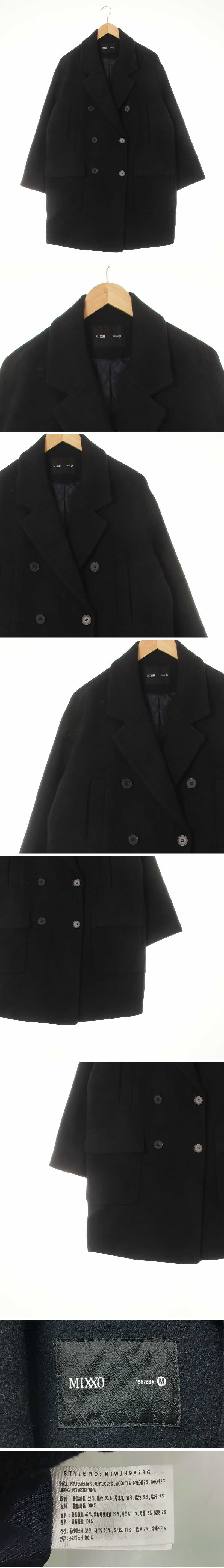 mixxo 플랩포켓더블롱코트 mixxo 다크네이비 울혼방 플랩포켓더블롱코트