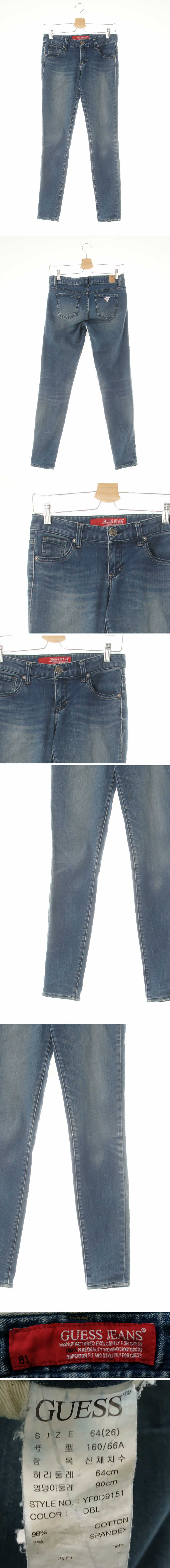 Guess 진청 데님 워싱베이직로우스키니진