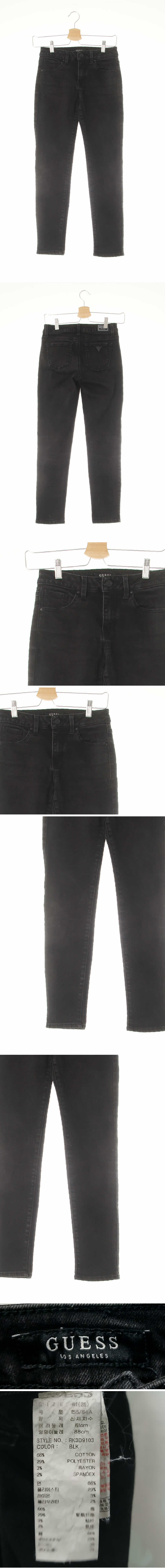 Guess 워시드로우크롭스키니진 Guess 블랙 데님 워시드로우크롭스키니진