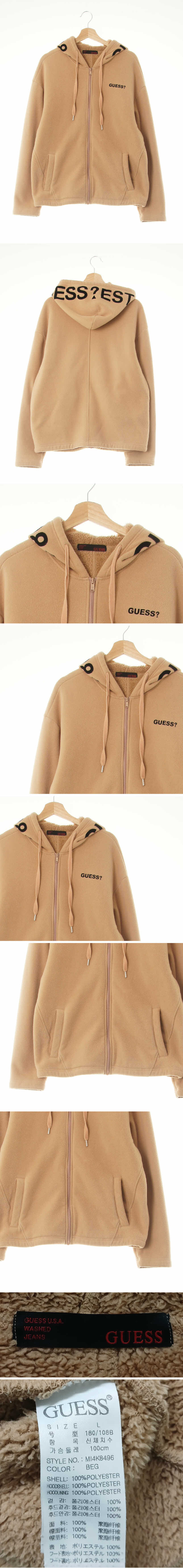 Guess 후디빅로고플리스후드집업 Guess 라크베이지 후디빅로고플리스후드집업