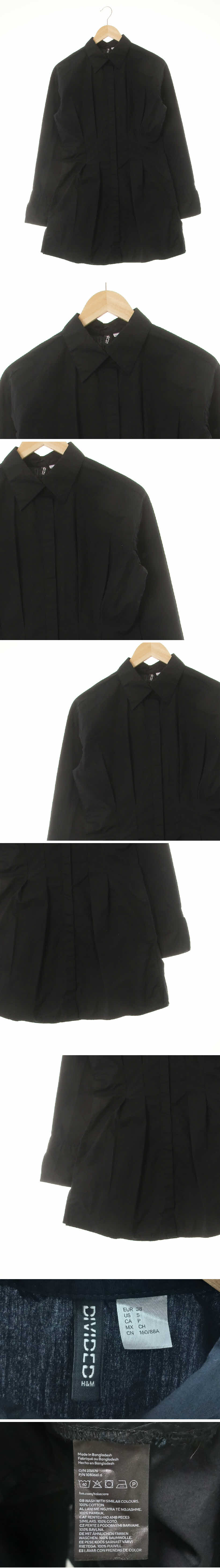 h&m 핀턱셔츠형미니원피스 h&m 블랙 면 핀턱셔츠형미니원피스