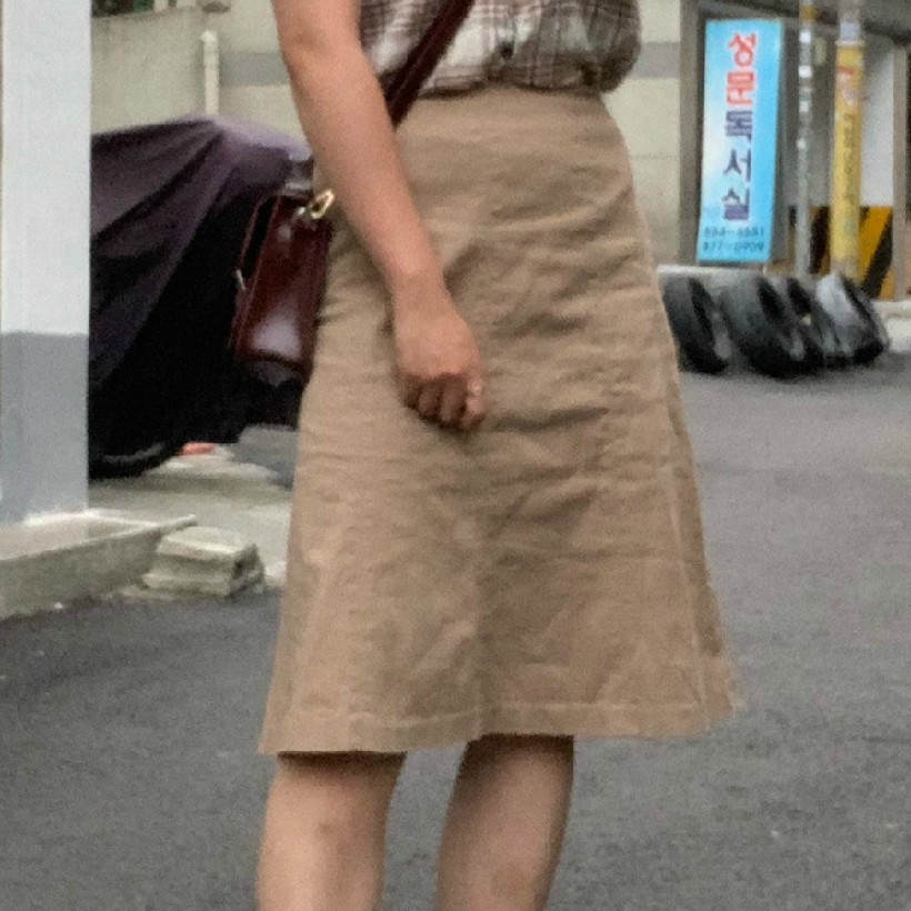 [JPN]  브라운 면혼방 A라인스커트