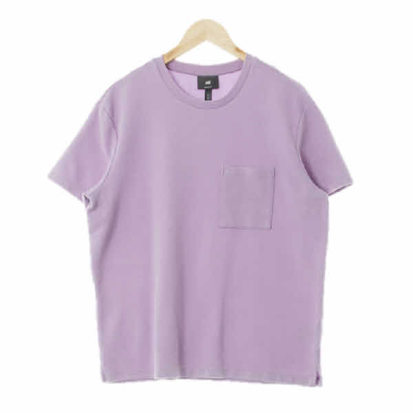 h&m 퍼플 네모면혼방 원포켓레귤러핏반팔티 