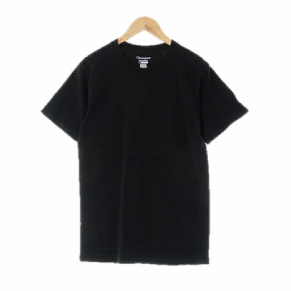 챔피언 블랙 면 라운드반팔티  