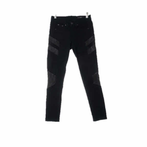 rag&Bone 진청 면혼방 가죽배색스키니진 