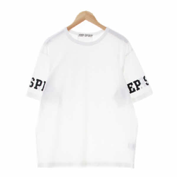 지프 화이트 면 라운드반팔티 