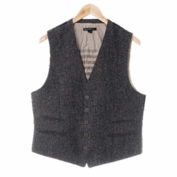 Johnvarvatos 그레이 울혼방 배색모직베스트 