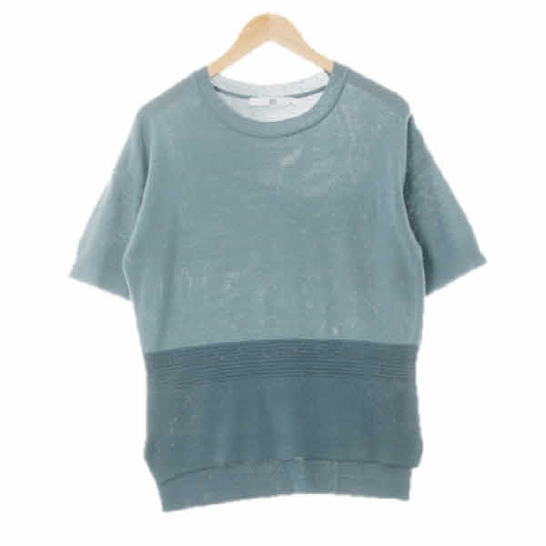 지오송지오 래브라도블루 면혼방 투톤라운드반소매니트