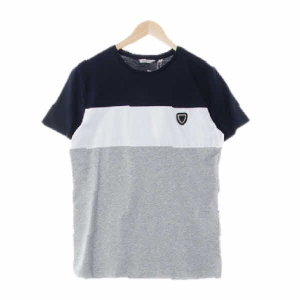 antonymorato 네이비그레이 스트라이프 면 패치로고반팔티