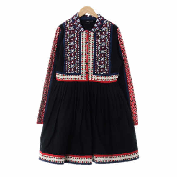 asos 블랙 면 자수믹스원피스