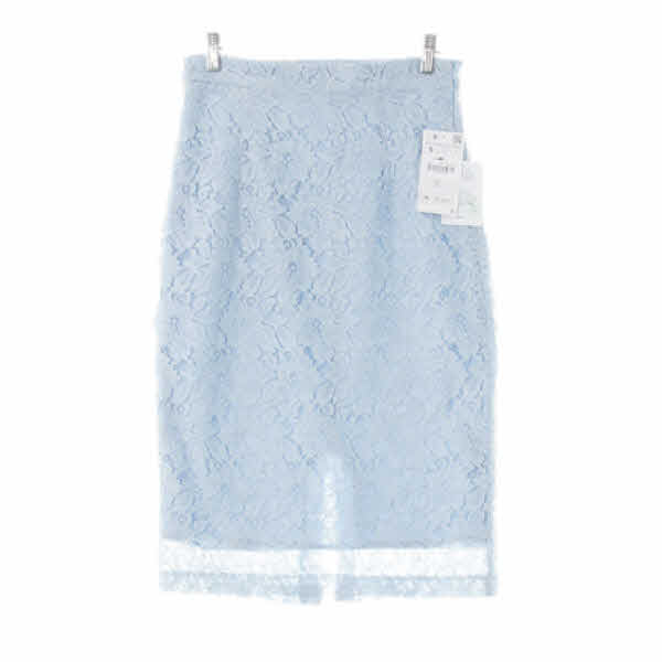 자라 아이스워터 플라워패턴 면혼방 크로쉐h라인스커트