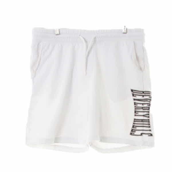 h&m 화이트 면 릴렉스핏하프트레이닝팬츠