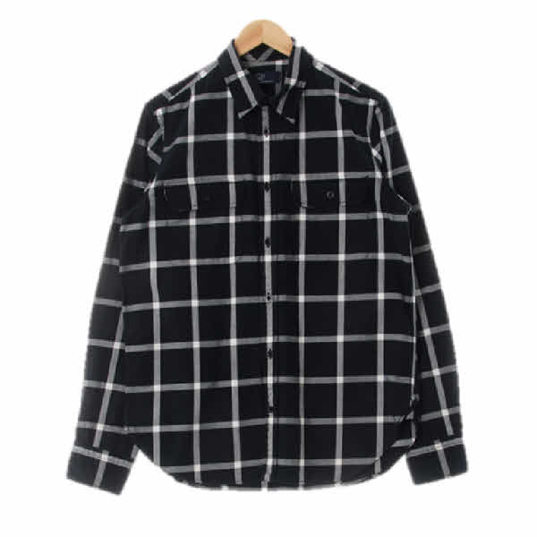 gap 블랙 체크 면 플랩포켓긴소매셔츠
