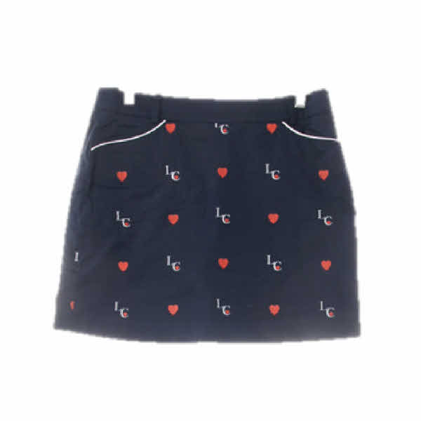 merajuwear 네이비 하트로고패턴 면혼방 골프스커트