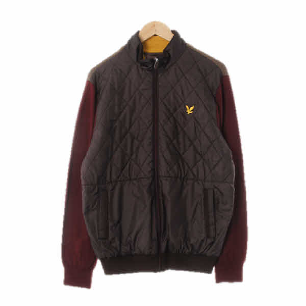 lylenscott 브라운버건디 퀼팅패턴 울혼방 니트슬리브누빔점퍼