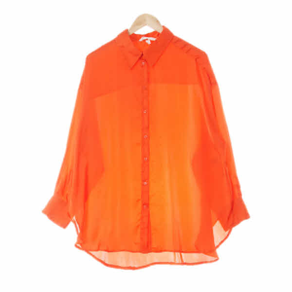 h&m 다홍색 사이드딥컷실키블라우스