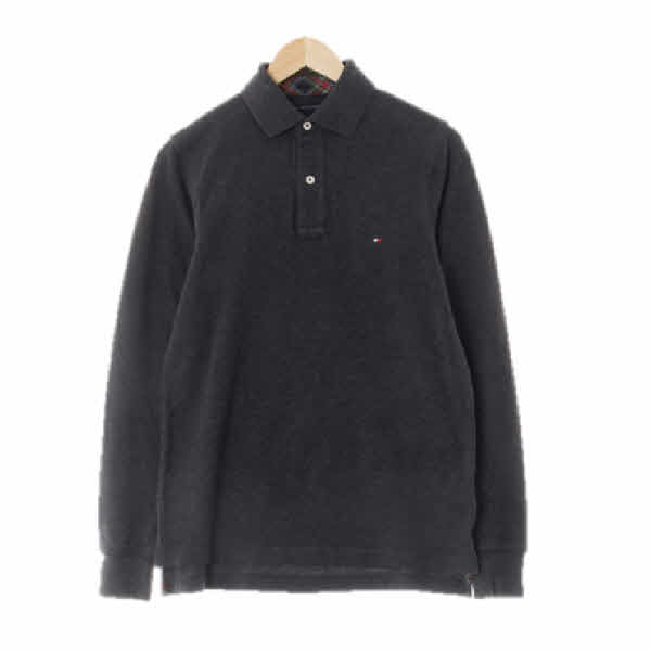 타미힐피거 다크그레이 면 긴팔피케티