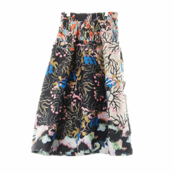 h&m 블랙 식물패턴 네오프렌롱스커트