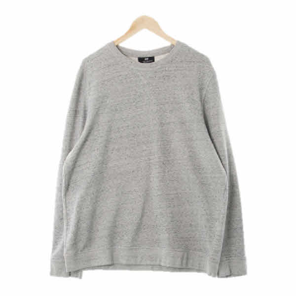 h&m 그레이블랙 스트라이프 면혼방 라운드맨투맨