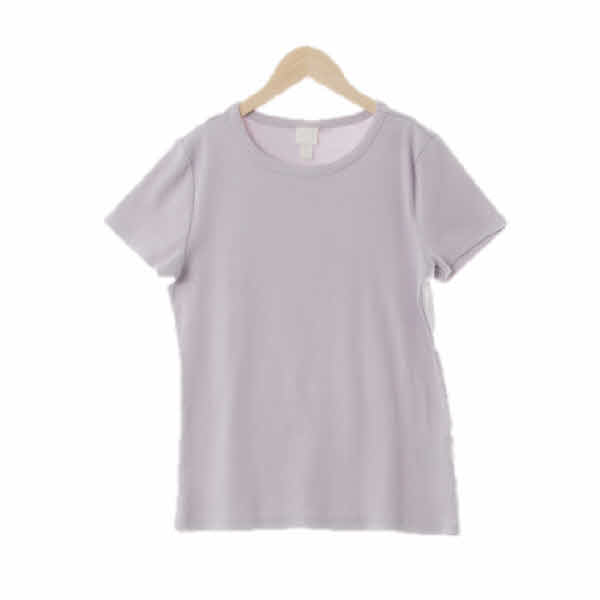 h&m 파스텔퍼플 면혼방 골지라운드넥반팔티