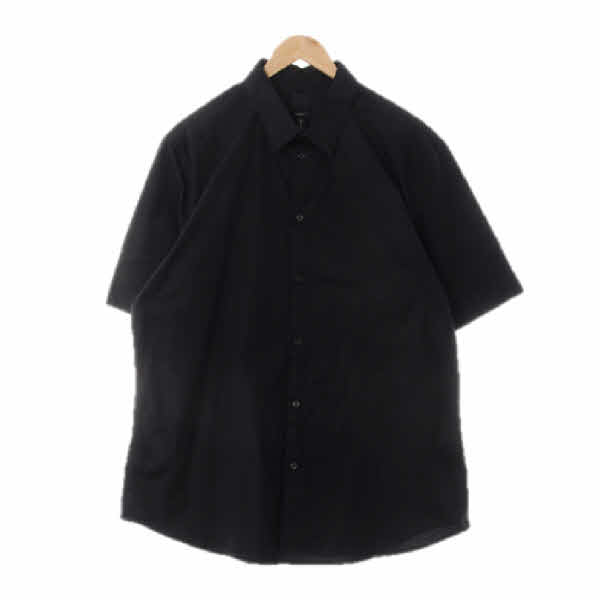 h&m 블랙 면혼방 와이드반팔셔츠
