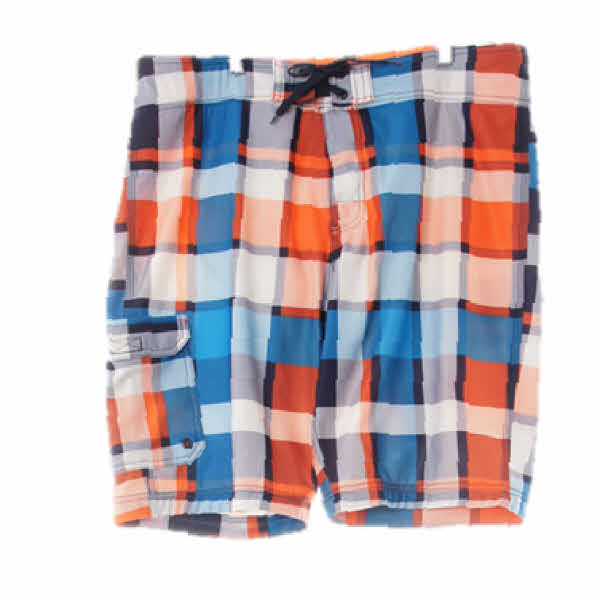 h&m 블루핫오렌지 체크 카고스윔하프팬츠