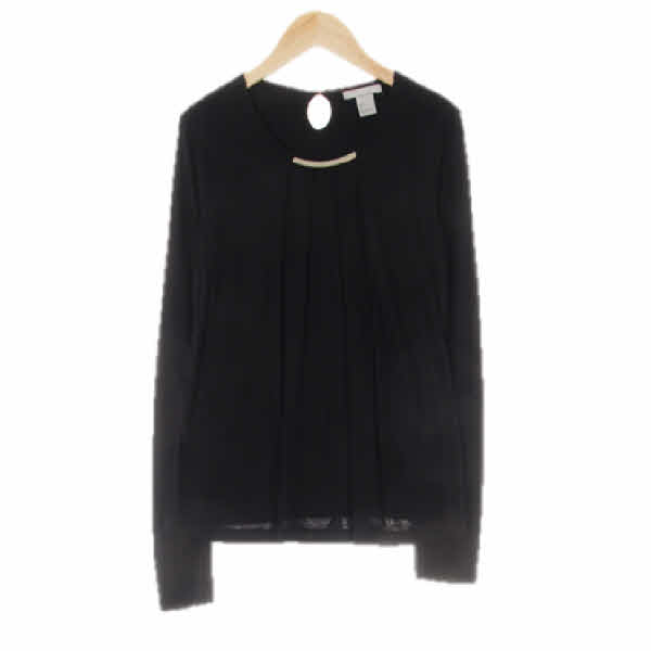 h&m 블랙 비스코스 넥장식긴팔티