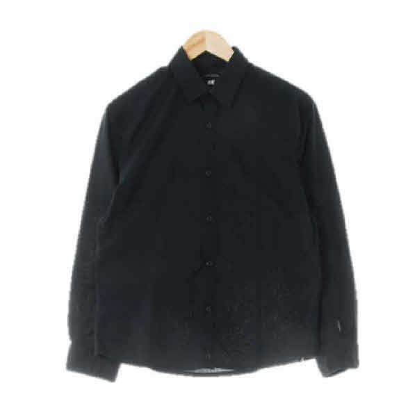 h&m 블랙 면혼방 긴팔셔츠