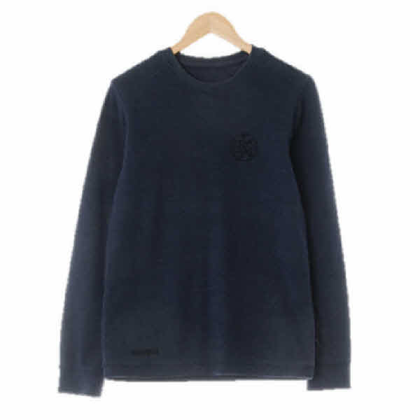 버커루 네이비 면혼방 로고와플긴팔티 