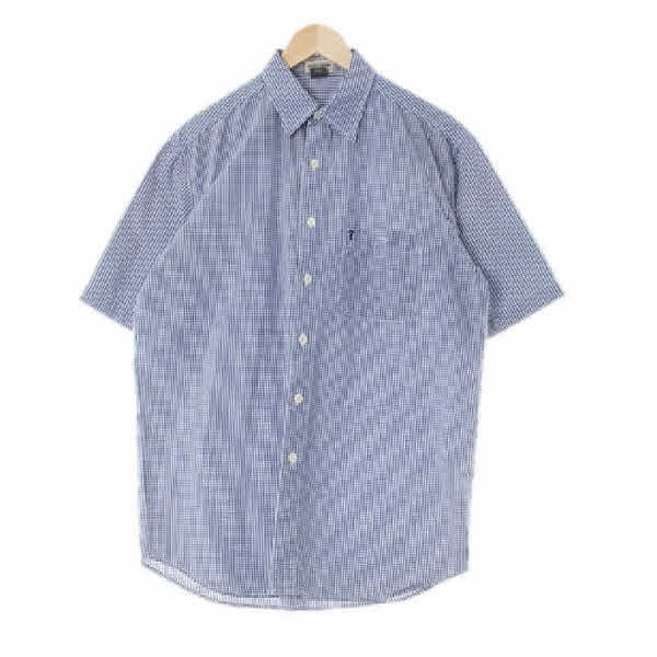 Guess 블루 체크 면 반팔셔츠