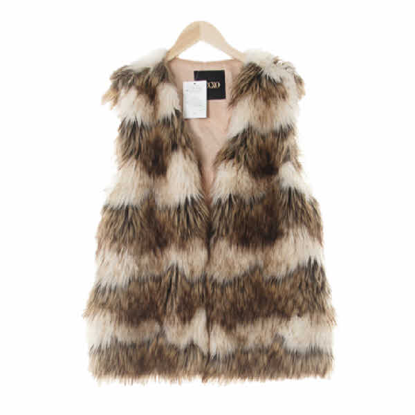 mixxo 브라운 스트라이프 인조퍼베스트