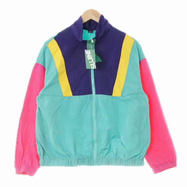shein 민트 절개배색하이넥바람막이