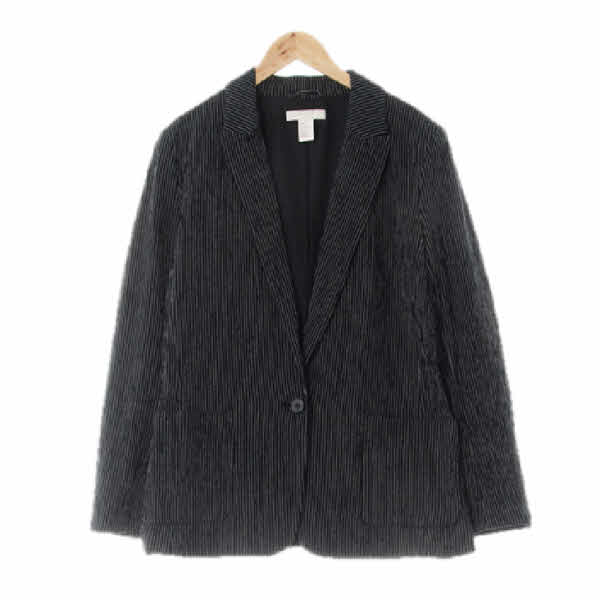h&m 블랙 스트라이프 면혼방 원버튼블레이저