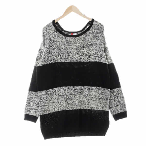 h&m 블랙 스트라이프 보카시시보리스웨터