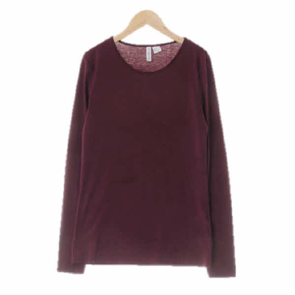 h&m 멜란지자주 면혼방 라운드긴팔티