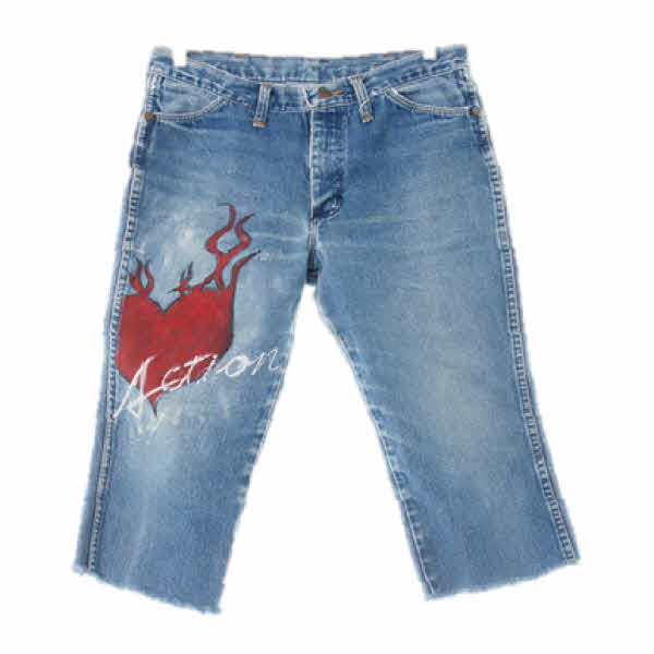 wrangler 중청 데님 하트페인팅7부진