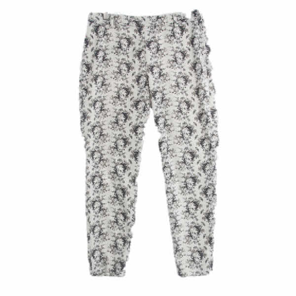 h&m 화이트 플라워패턴 면혼방 크롭쿨슬랙스팬츠