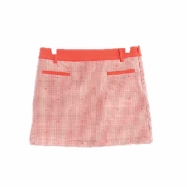 먼싱웨어 딥오렌지 하운드체크 웜골프미니스커트