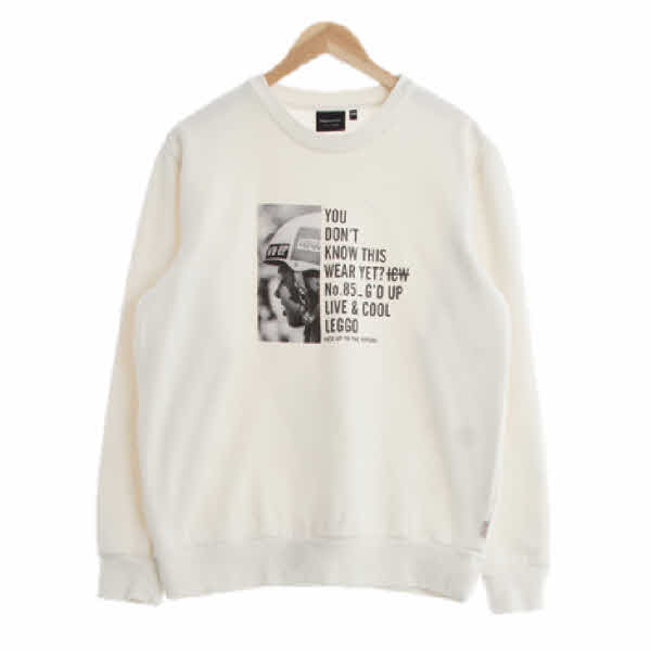 intercrew 화이트 면혼방 기모맨투맨
