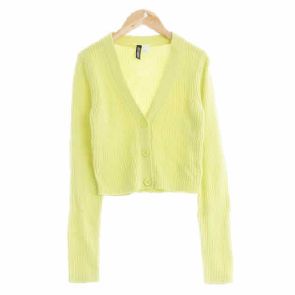 h&m 라임 골지크롭브이넥가디건
