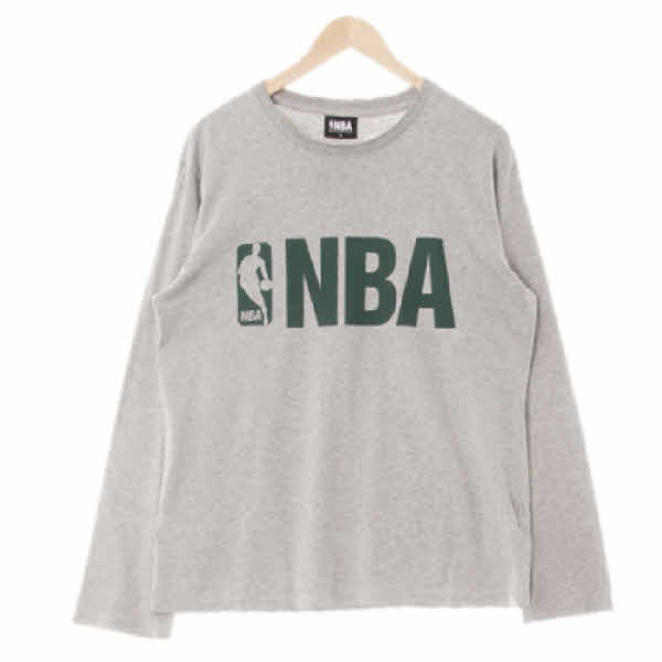NBA 멜란지그레이 프린팅 면혼방 볼드로고크루넥티셔츠