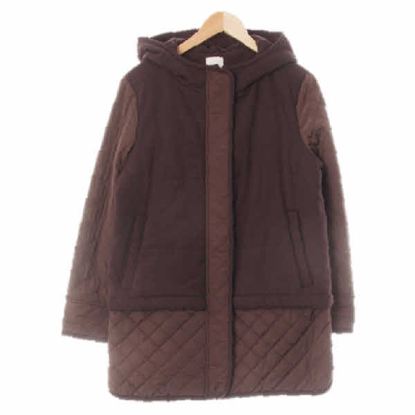 bcbg 다크초콜릿브라운 울혼방 모직퀼팅롱코트